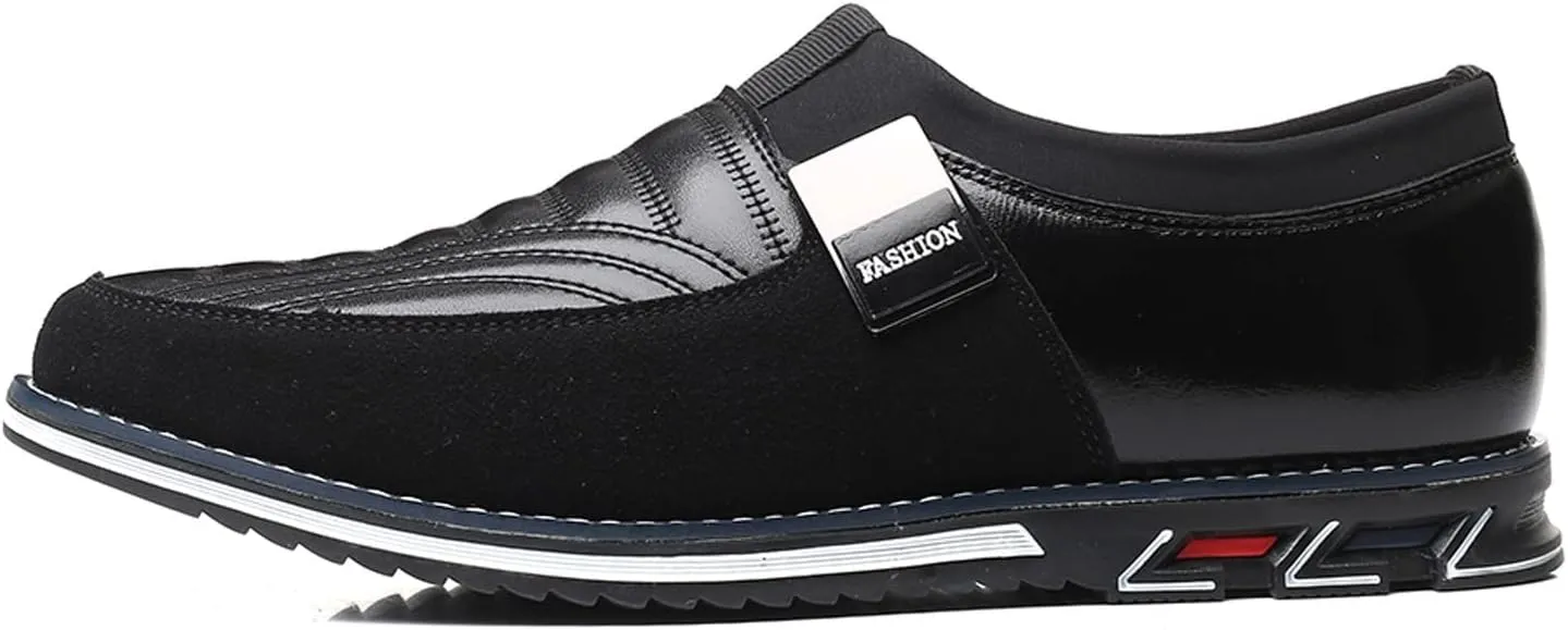 Men Dress Shoes Black Slip On Fashion Style Men's Breathable Comfortable Business Hook Loop Leisure Solid Color Leather Shoes Men's Black Business Casual Shoes
