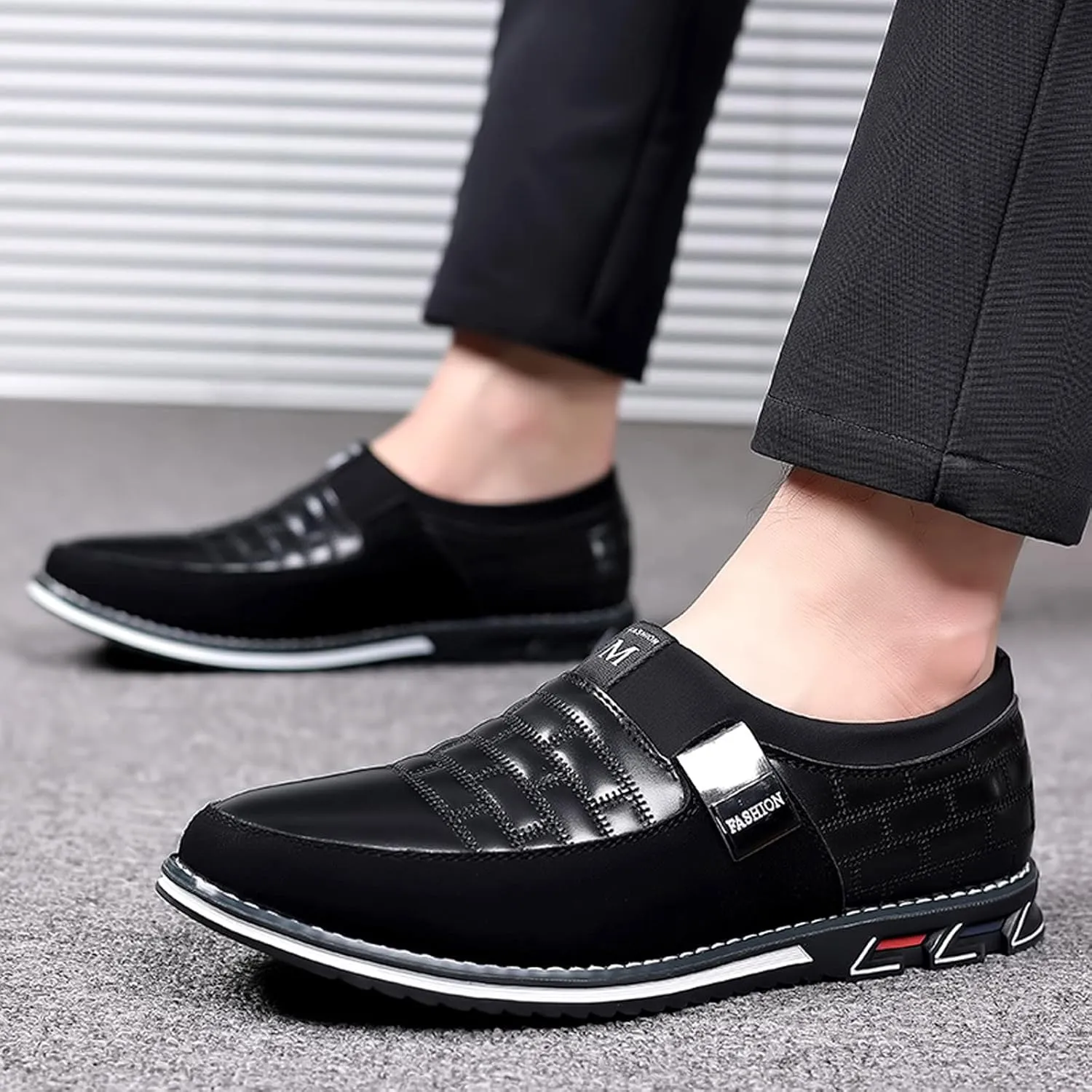 Men Dress Shoes Wide Toe Fashion Style Men's Breathable Comfortable Business Slip On Work Leisure Solid Color Leather Shoes Men's Business Casual Shoes Wingtip