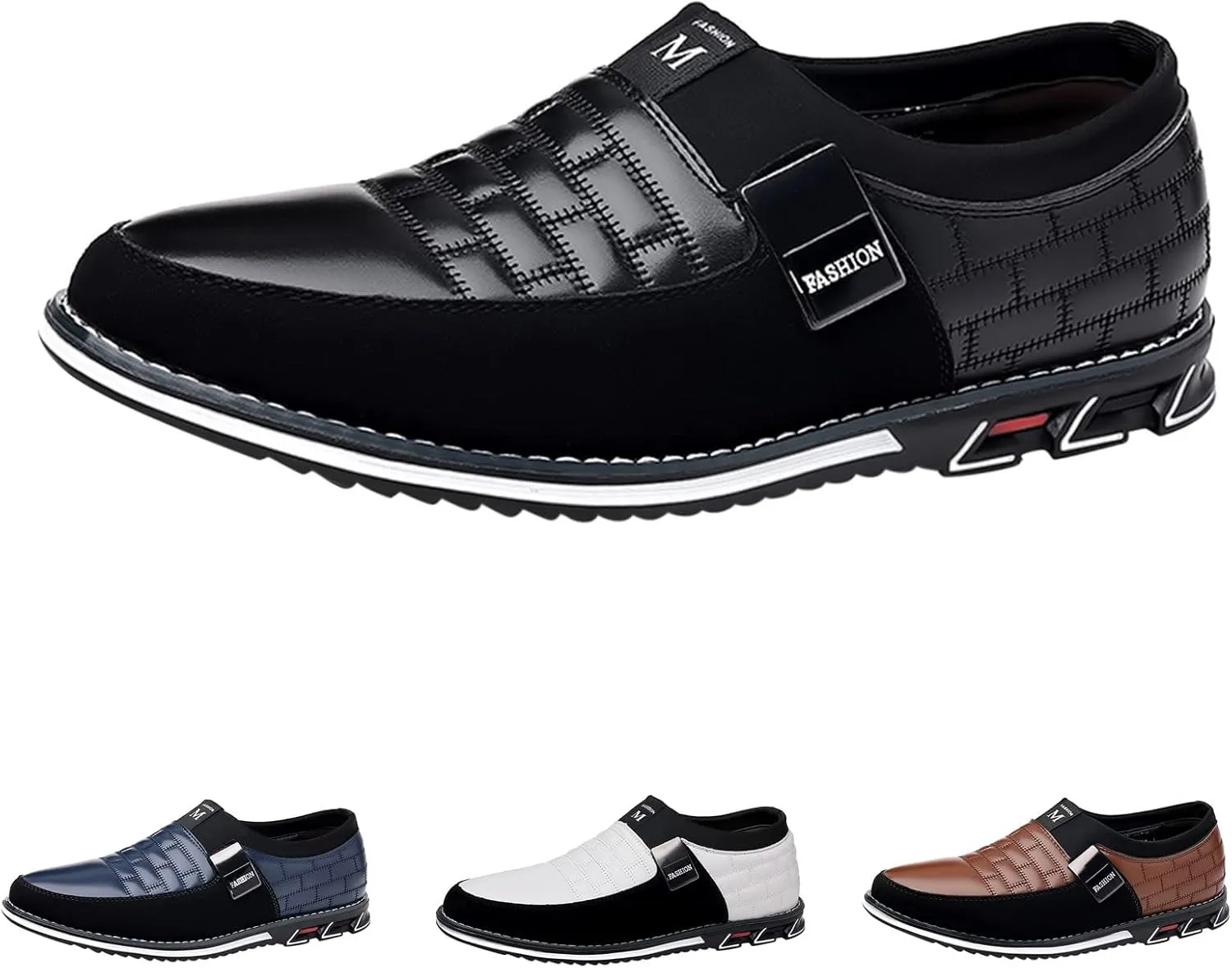 Men Dress Shoes Wide Toe Fashion Style Men's Breathable Comfortable Business Slip On Work Leisure Solid Color Leather Shoes Men's Business Casual Shoes Wingtip