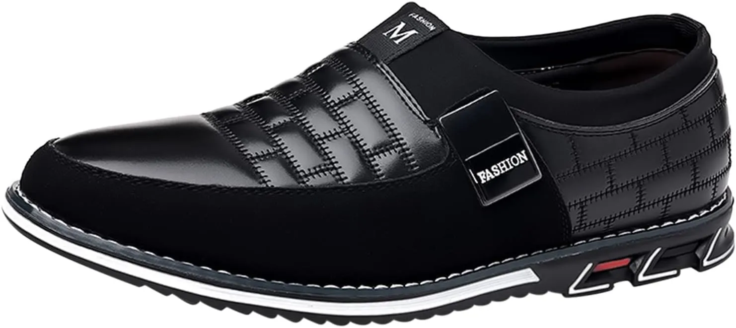 Men Dress Shoes Wide Toe Fashion Style Men's Breathable Comfortable Business Slip On Work Leisure Solid Color Leather Shoes Men's Business Casual Shoes Wingtip