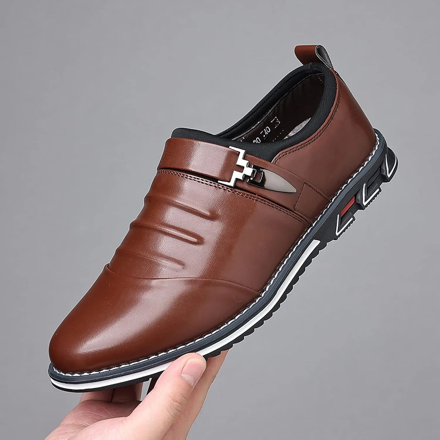 Men Loafers Shoes Dress Slip On Fashion Style Men's Breathable Comfortable Business Lace Up Leisure Solid Color Leather Shoes Men's Leather Business Oxford Shoes for Men