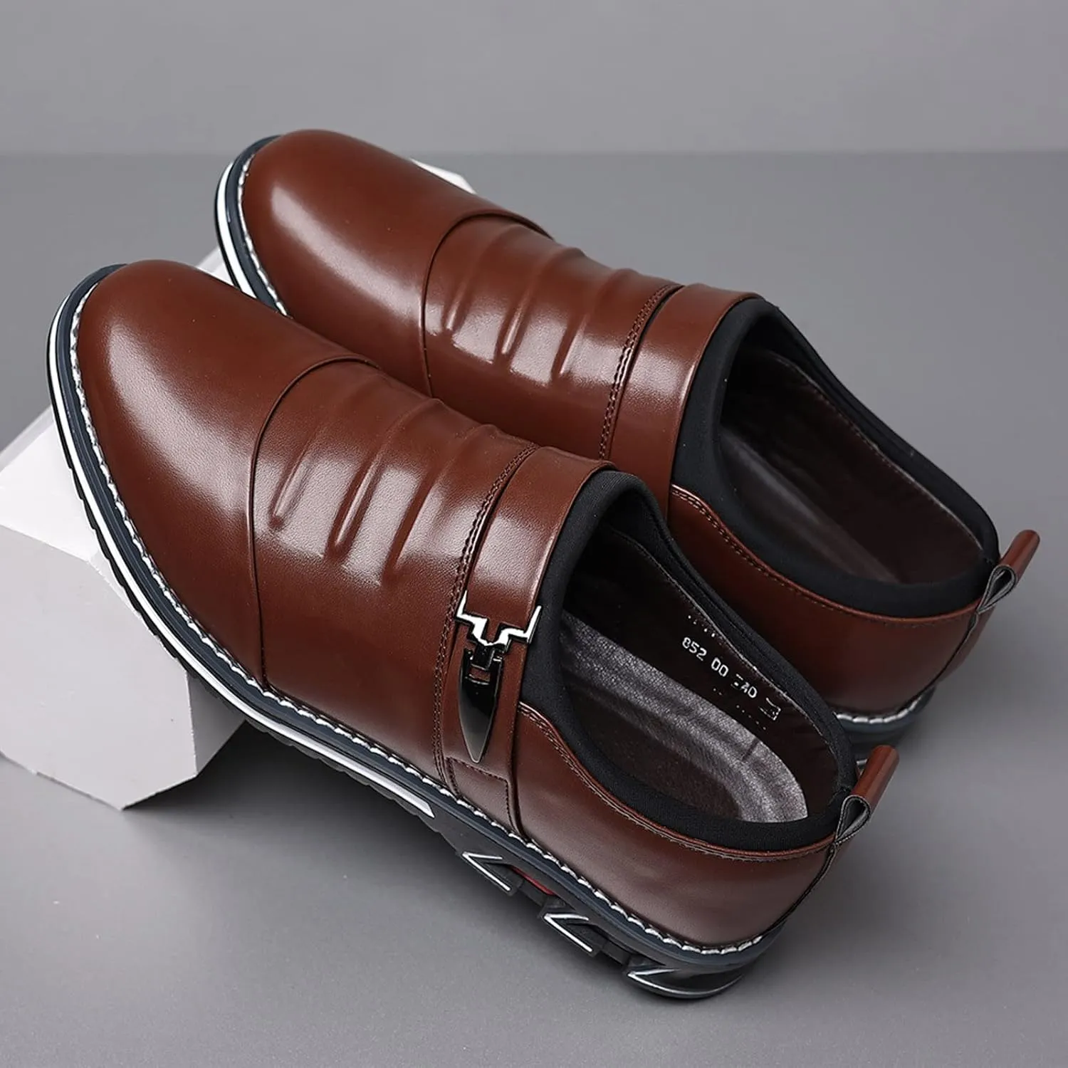 Men Loafers Shoes Dress Slip On Fashion Style Men's Breathable Comfortable Business Lace Up Leisure Solid Color Leather Shoes Men's Leather Business Oxford Shoes for Men