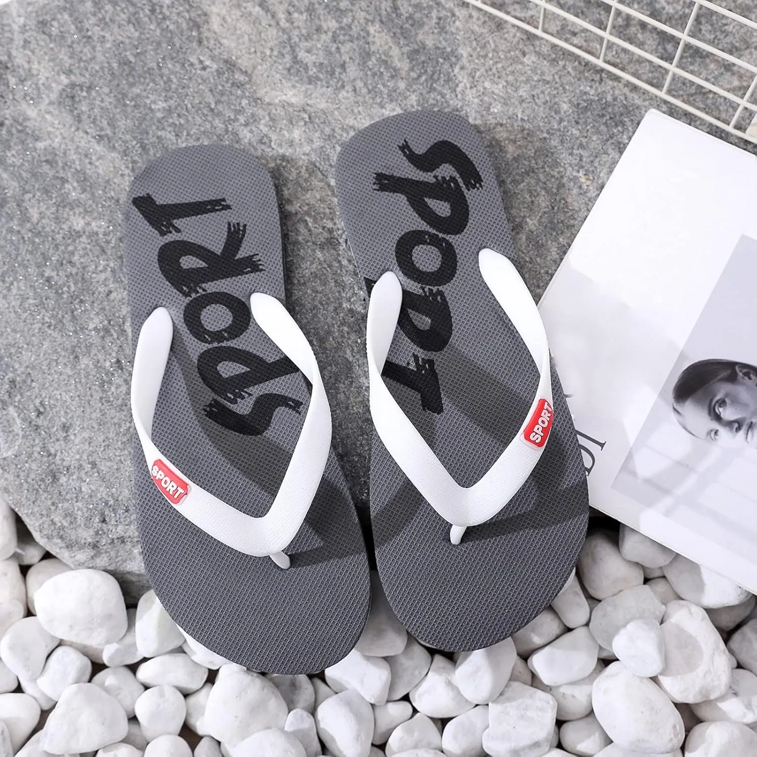 Men Shoes Flat Herringbone Slippers Fashion Casual Beach Casual Sandals Flip Flops Rubber Men