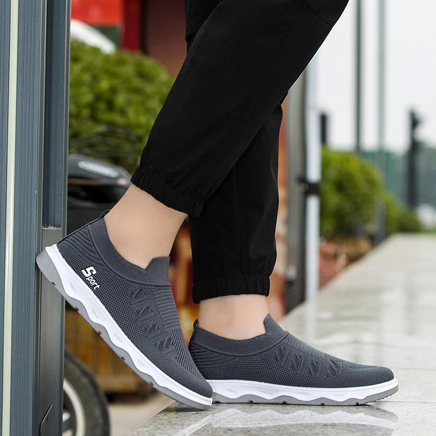 Men Shoes Flat Soled Casual Shoes Breathable Hollow Mesh Shoes Slip On Soft Soled Casual Men's Casual Shoes Wide Width Men's