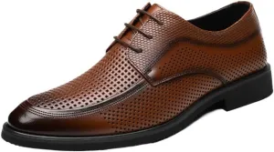 Men's Black Patent Leather Dress Shoes, Retro Casual Fashion Hollow Carve Formal Shoes, Breathable Gentleman Business & Work Shoes, Comfortable Slip-On Men’s Formal Shoes