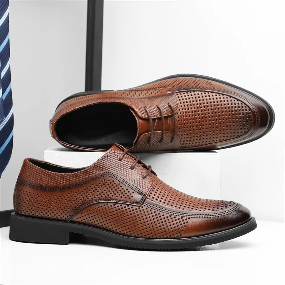 Men's Black Patent Leather Dress Shoes, Retro Casual Fashion Hollow Carve Formal Shoes, Breathable Gentleman Business & Work Shoes, Comfortable Slip-On Men’s Formal Shoes