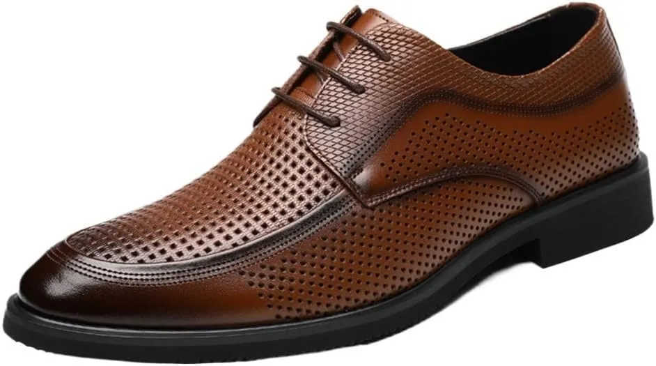 Men's Black Patent Leather Dress Shoes, Retro Casual Fashion Hollow Carve Formal Shoes, Breathable Gentleman Business & Work Shoes, Comfortable Slip-On Men’s Formal Shoes
