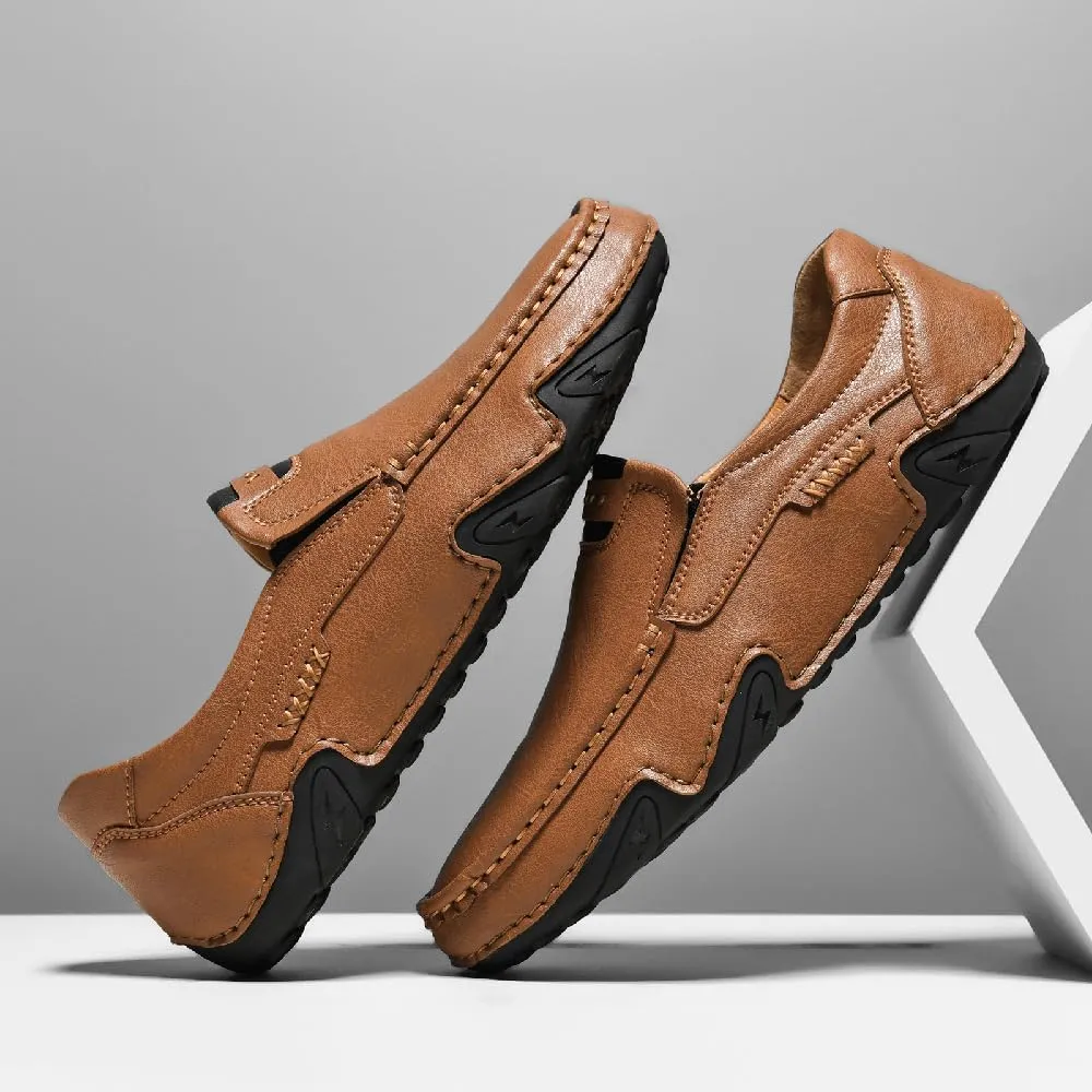 Mens Business Loafers Leather Casual Oxford Shoes Lightweight Soft Work Shoes Non-Slip Comfortable Driving