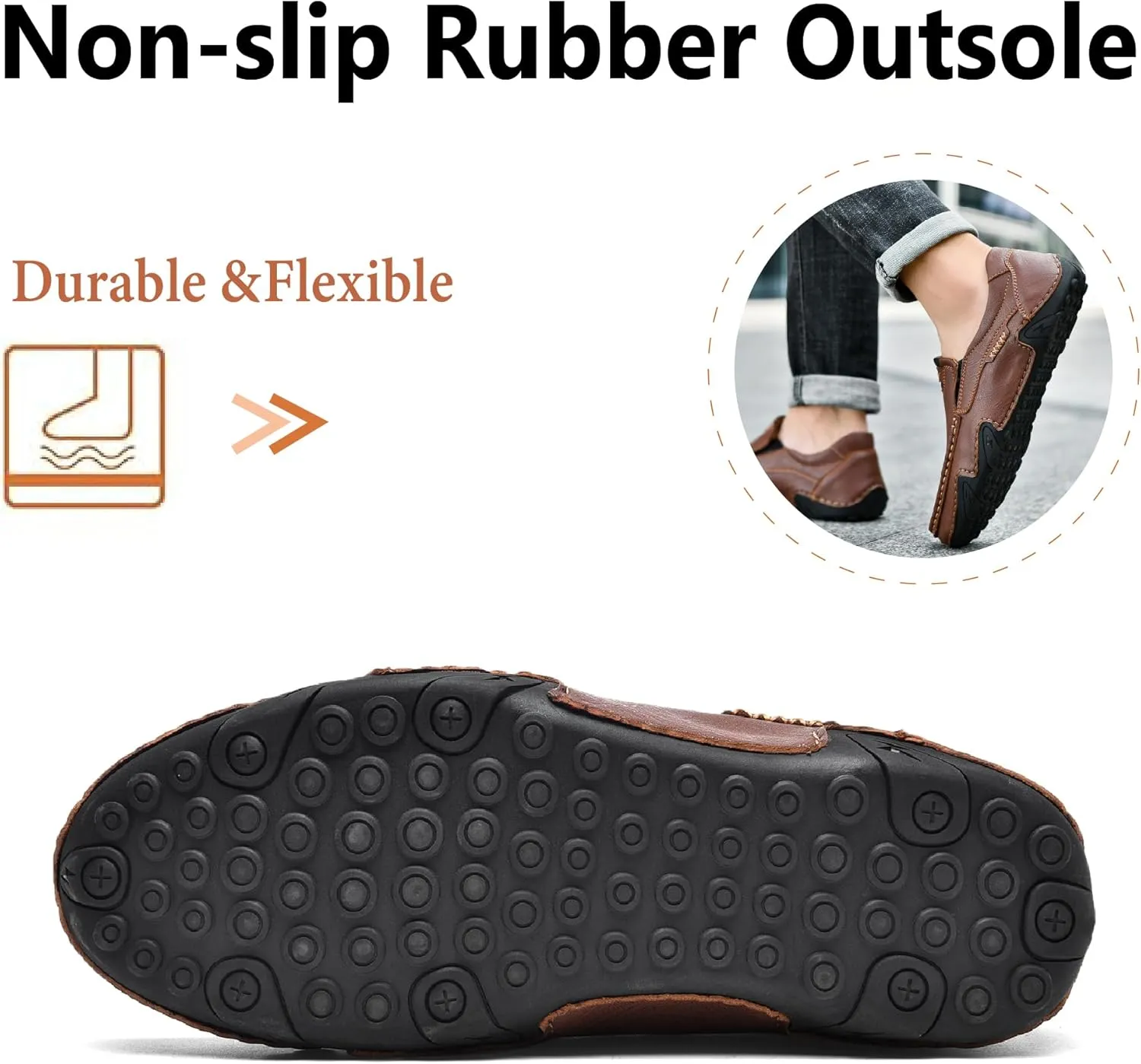 Mens Business Loafers Leather Casual Oxford Shoes Lightweight Soft Work Shoes Non-Slip Comfortable Driving