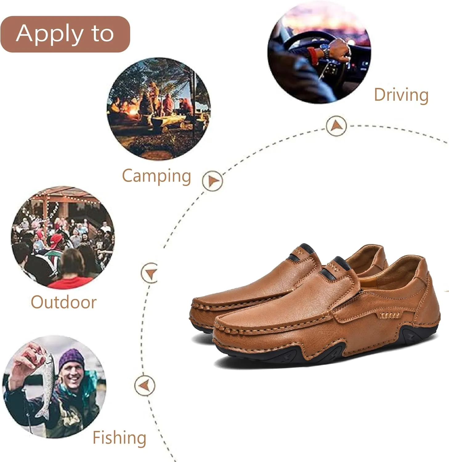 Mens Business Loafers Leather Casual Oxford Shoes Lightweight Soft Work Shoes Non-Slip Comfortable Driving