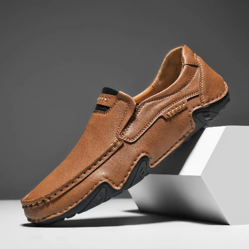 Mens Business Loafers Leather Casual Oxford Shoes Lightweight Soft Work Shoes Non-Slip Comfortable Driving
