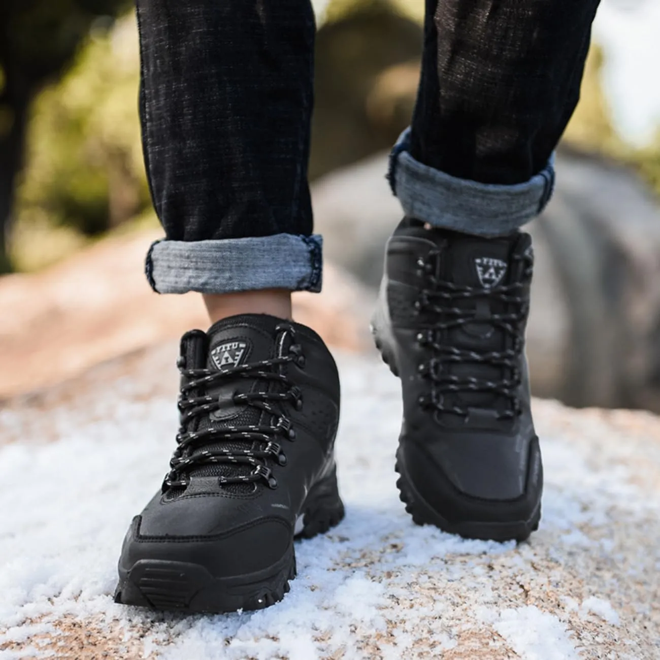 Men's Casual Hiking Boots Outdoor Waterproof Non-Slip Work Boots Autumn Winter Trekking Snow Boots