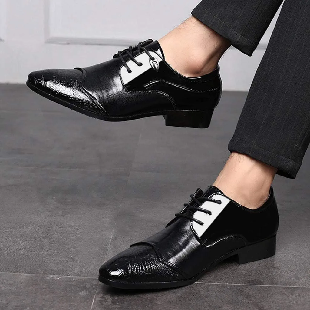 Mens Casual Oxfords Shoes Comfortable Walking Oxfords Men Low Heel Lace up Dress Shoes Elegant Business Dress Shoe Men Work Office Formal Shoe Pointed Toe Derby Dating Weding Footwear