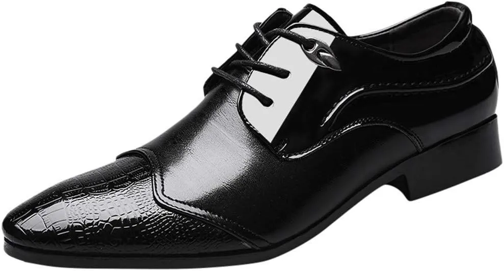 Mens Casual Oxfords Shoes Comfortable Walking Oxfords Men Low Heel Lace up Dress Shoes Elegant Business Dress Shoe Men Work Office Formal Shoe Pointed Toe Derby Dating Weding Footwear