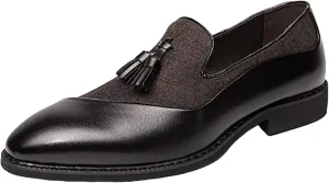 Mens Casual Weding Loafers Arch Support Loafers with Comfort Non Slip Thick Sole Blue Business Leather Shoes for Men Waterproof Dress Shoes Slip on Formal Footwear for Daily Work