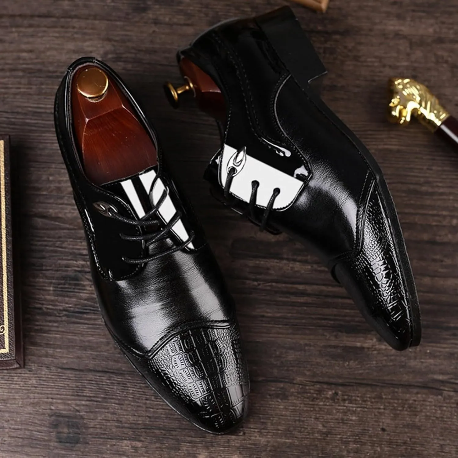 Mens Casual Wingtip Derby Non Slip Business Lace up Shoes Supple Leather Shoe for Men Durable Dress Shoes for Men Daily Work Wear Casual Comfort Derby Waterproof Upper