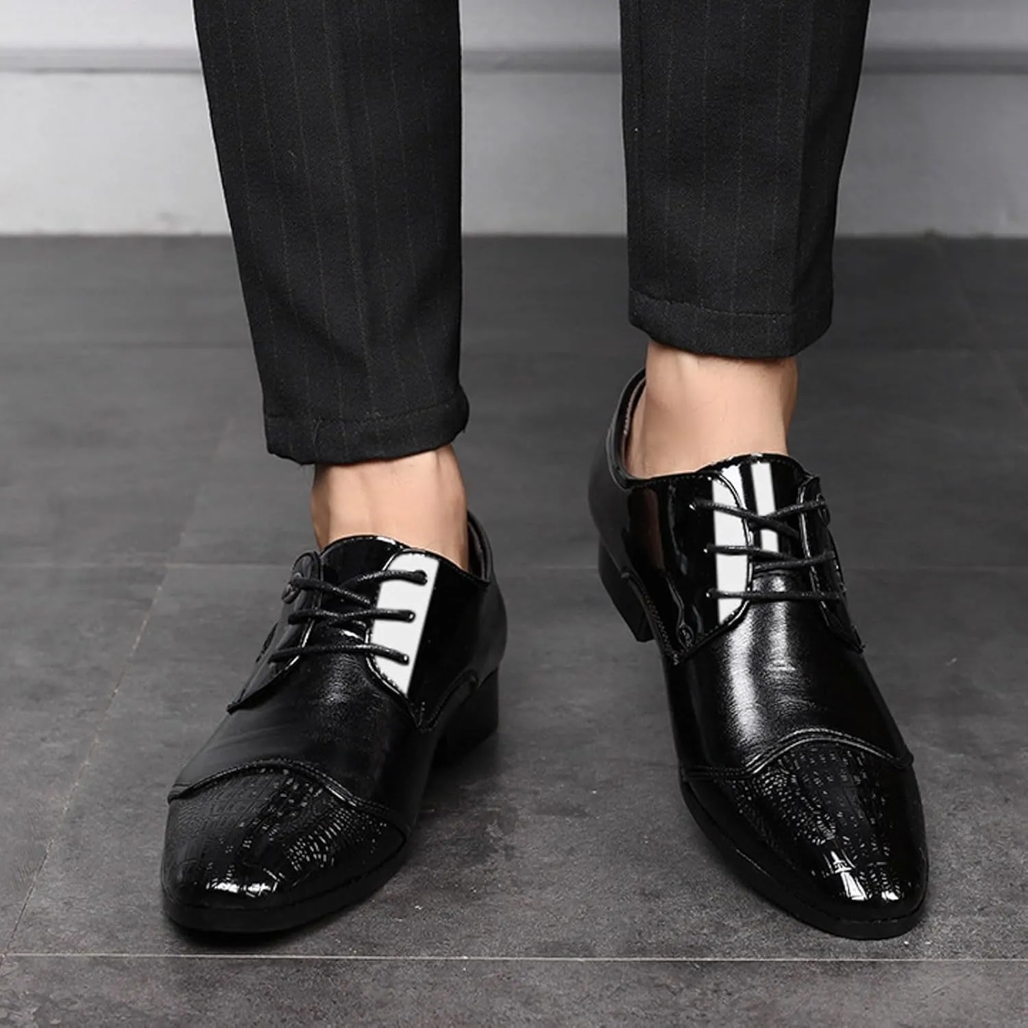 Mens Casual Wingtip Derby Non Slip Business Lace up Shoes Supple Leather Shoe for Men Durable Dress Shoes for Men Daily Work Wear Casual Comfort Derby Waterproof Upper