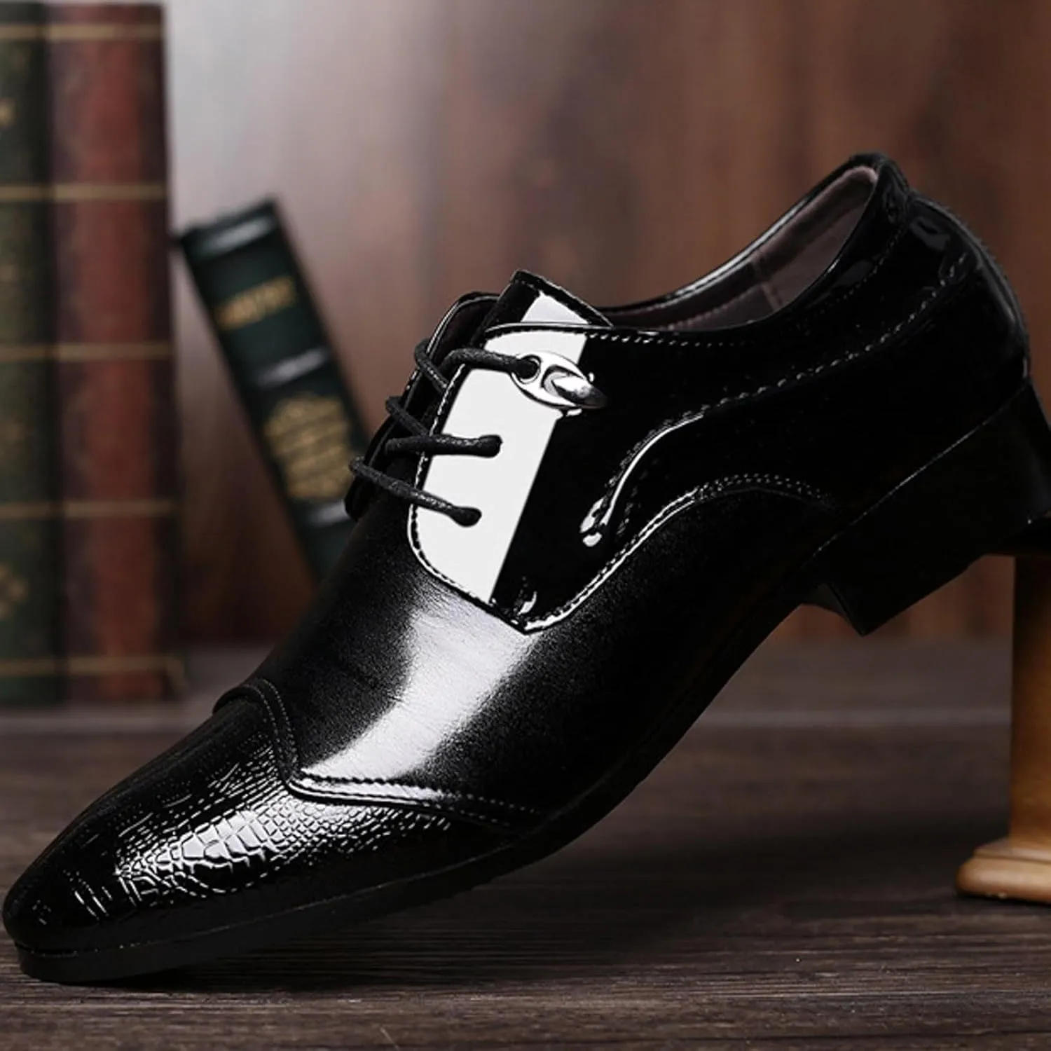 Mens Casual Wingtip Derby Non Slip Business Lace up Shoes Supple Leather Shoe for Men Durable Dress Shoes for Men Daily Work Wear Casual Comfort Derby Waterproof Upper