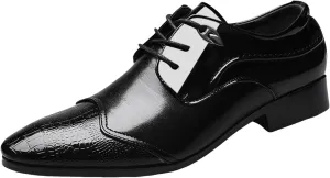 Mens Casual Wingtip Derby Non Slip Business Lace up Shoes Supple Leather Shoe for Men Durable Dress Shoes for Men Daily Work Wear Casual Comfort Derby Waterproof Upper