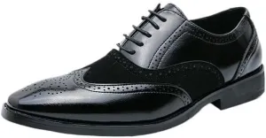 Men's Classic Wingtip Dress Shoes British Style Breathable PU Leather Shoes Fashionable Men Business Formal Oxford