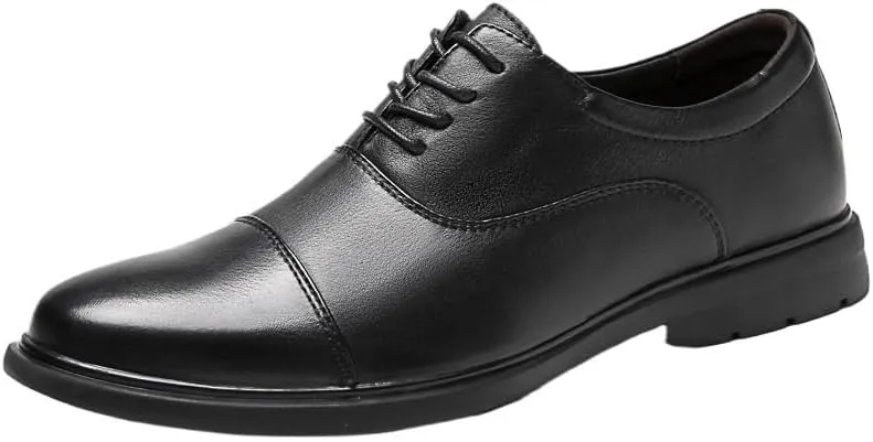 Men's Classic Wingtip Lace-up Oxford Black Fashionable Formal Brogue Shoes Casual Business Leather Shoes