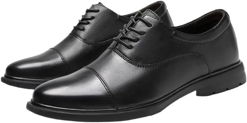 Men's Classic Wingtip Lace-up Oxford Black Fashionable Formal Brogue Shoes Casual Business Leather Shoes