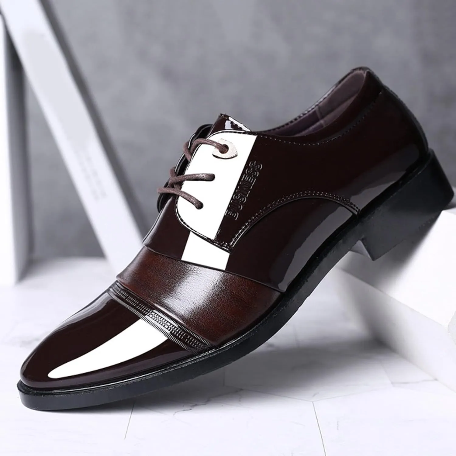 Mens Comfort Cap Toe Derby Durable Derby for Men Supple Business Shoes Non Slip Lace up Formal Shoes Low Top Dreesy Boots Waterproof Leather Shoe for Men Daily Work Wear
