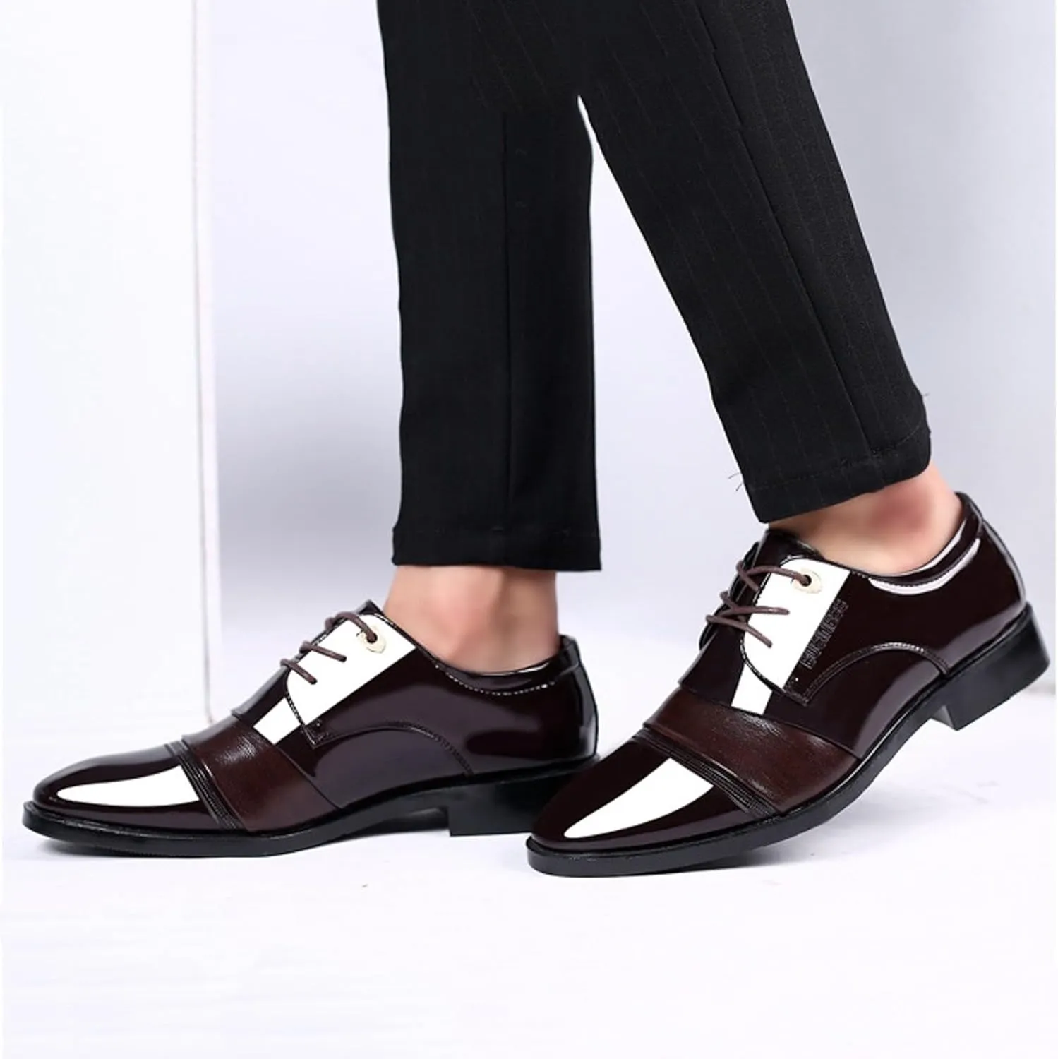 Mens Comfort Cap Toe Derby Durable Derby for Men Supple Business Shoes Non Slip Lace up Formal Shoes Low Top Dreesy Boots Waterproof Leather Shoe for Men Daily Work Wear