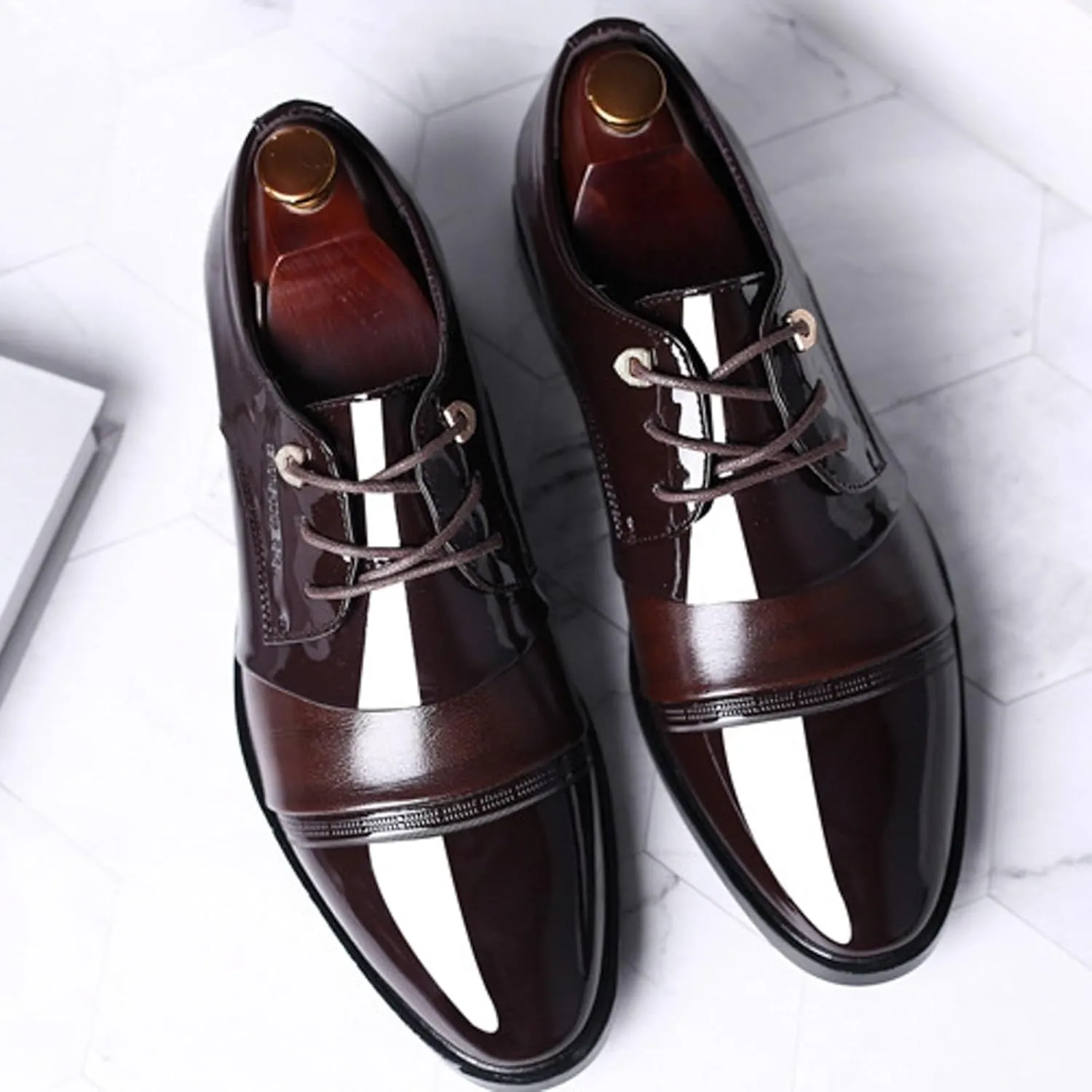 Mens Comfort Cap Toe Derby Durable Derby for Men Supple Business Shoes Non Slip Lace up Formal Shoes Low Top Dreesy Boots Waterproof Leather Shoe for Men Daily Work Wear