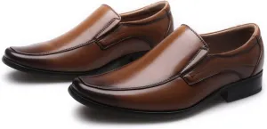 Mens Comfortable Matte Leather Shoes Mid Heel Slip on Business Formal Shoes Classic Retro Dress Shoe Men Arch Support Office Work Shoe Durable Waterproof Business Footwear Men Casual Derby