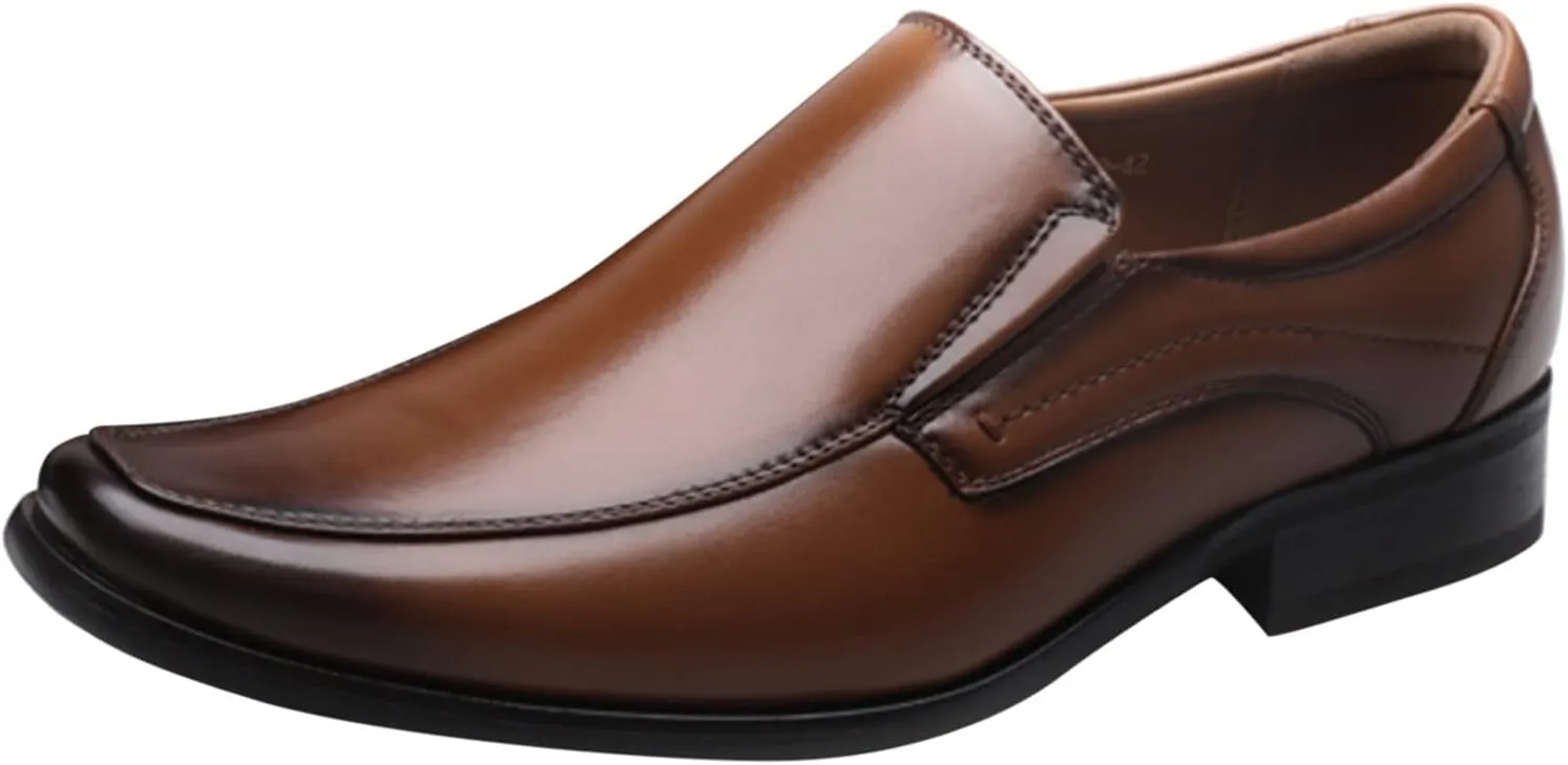 Mens Comfortable Matte Leather Shoes Mid Heel Slip on Business Formal Shoes Classic Retro Dress Shoe Men Arch Support Office Work Shoe Durable Waterproof Business Footwear Men Casual Derby