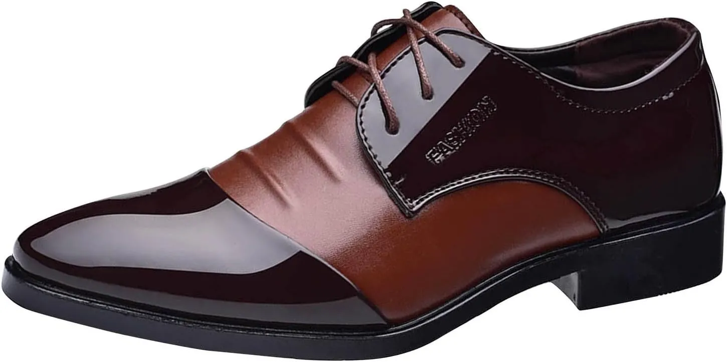 Men's Dress Shoes Business Fashion Black Comfort Oxfords Patent Leather Dressy Shoe Classic Loafers Formal Derby Footwear