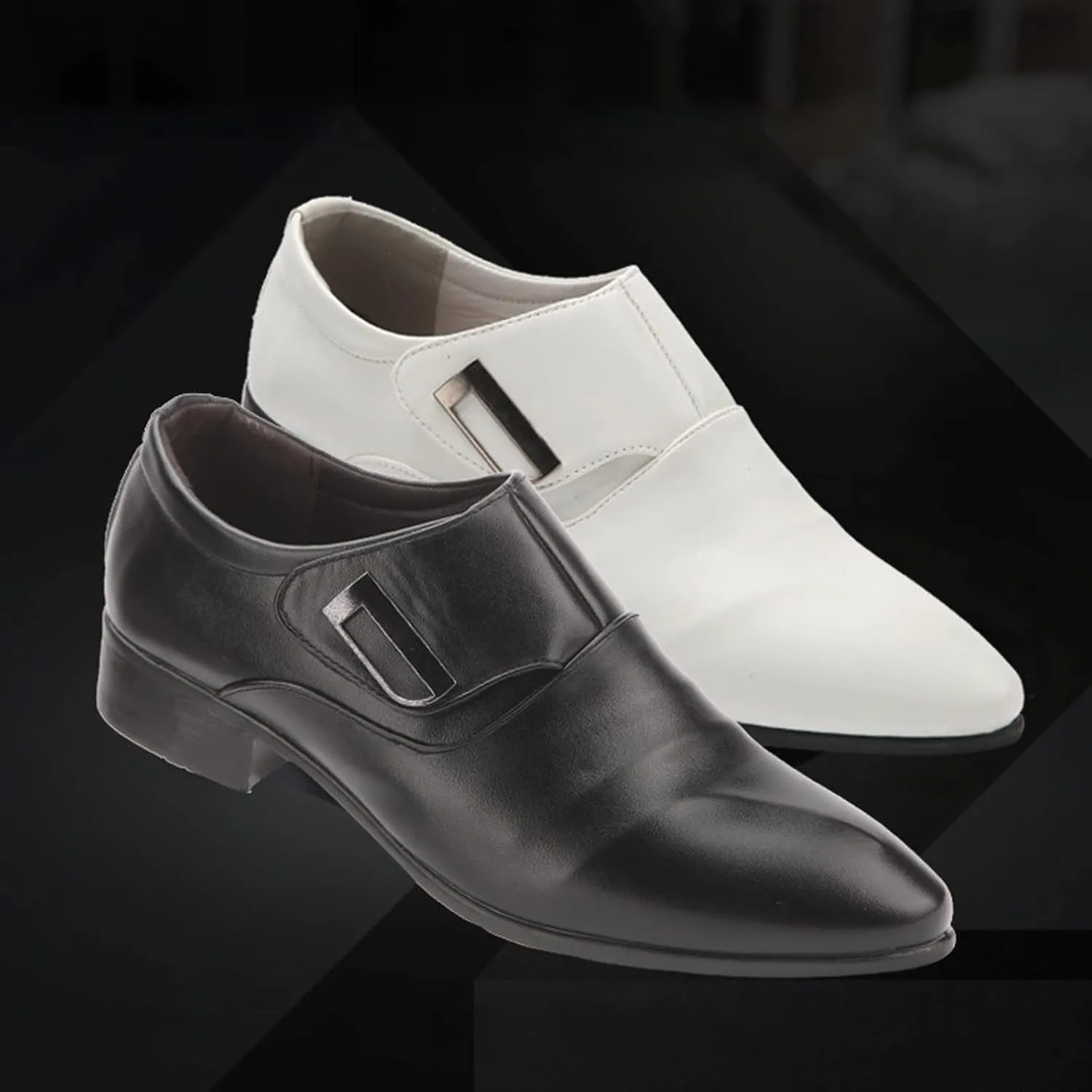 Men's Dress Shoes Slip On Summer Men's White Pointed Casual Leather Shoes Youth Hooded Fashion Shoes Breathable Single Shoes Formal Shoes Men 15