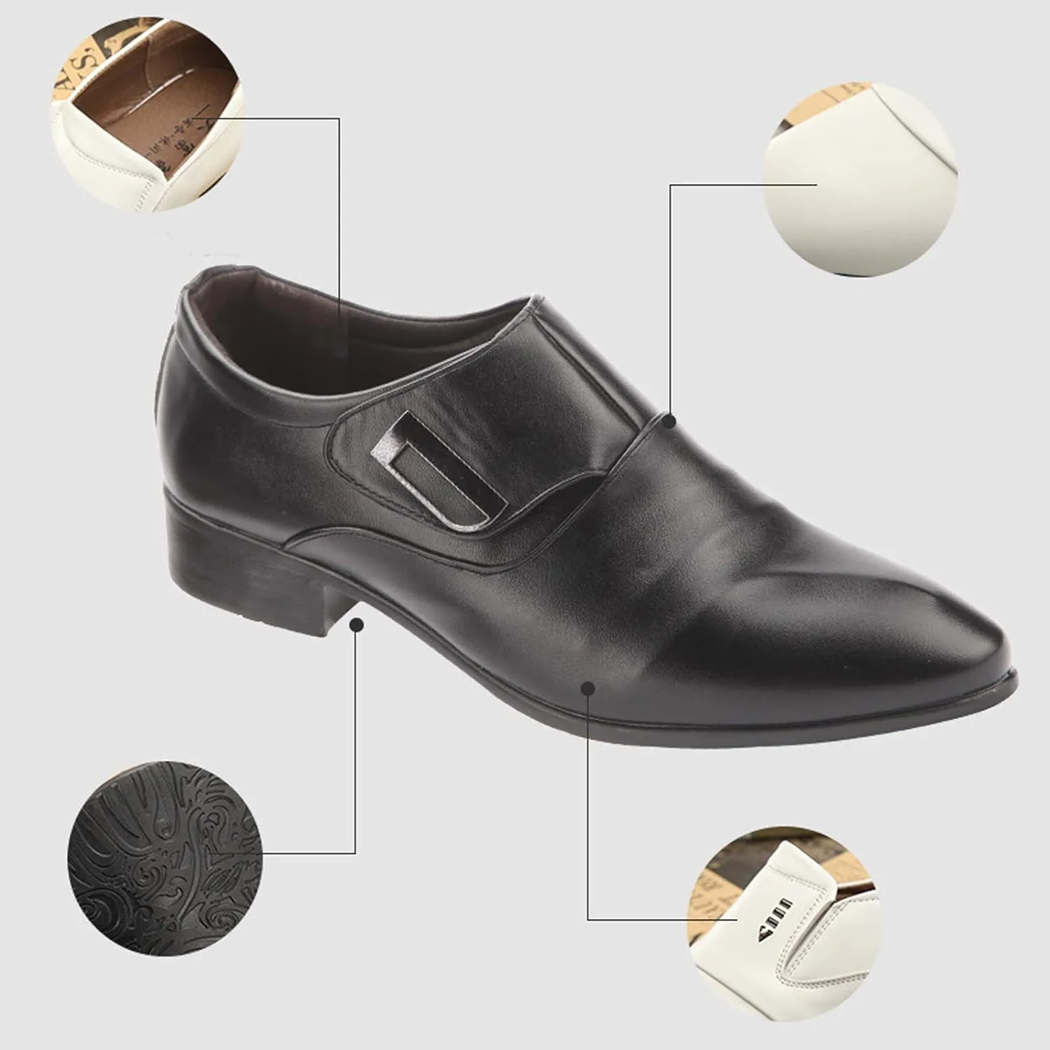 Men's Dress Shoes Slip On Summer Men's White Pointed Casual Leather Shoes Youth Hooded Fashion Shoes Breathable Single Shoes Formal Shoes Men 15