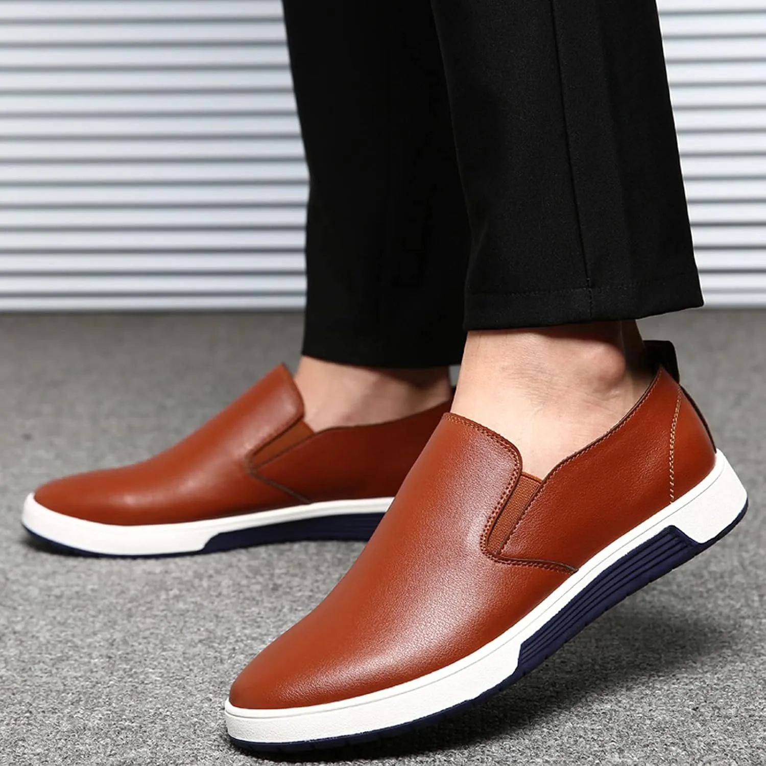 Men's Dress Shoes Wide Width Black Men's Leather Breathable Slip On Style Business Seasons Men's Business Casual Shoes