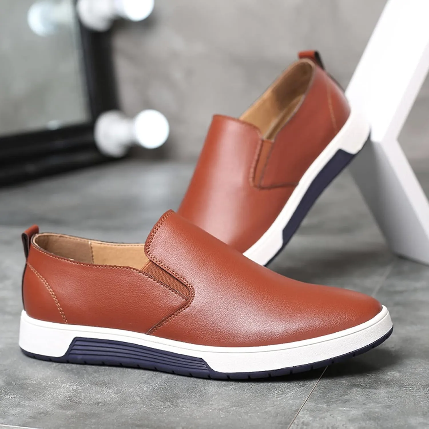 Men's Dress Shoes Wide Width Black Men's Leather Breathable Slip On Style Business Seasons Men's Business Casual Shoes