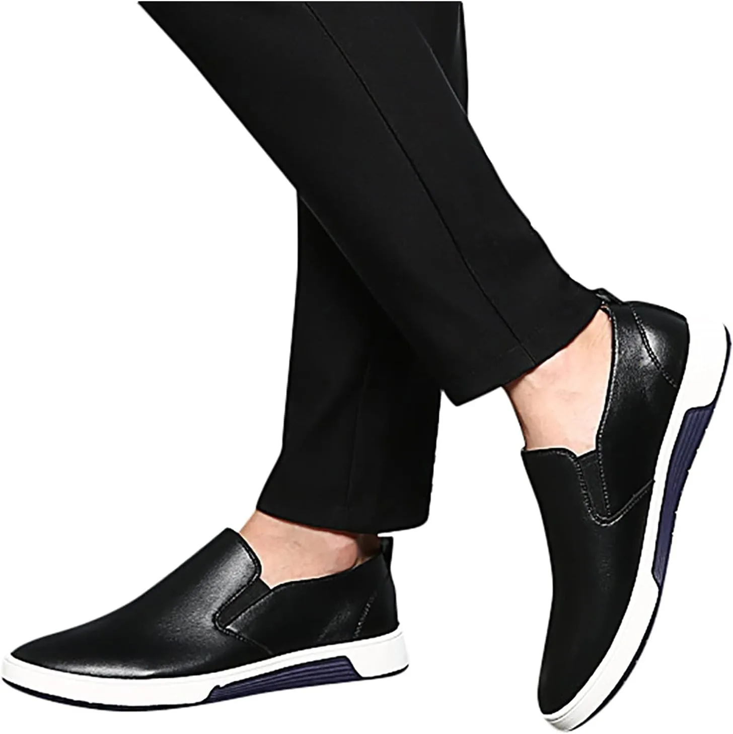 Men's Dress Shoes Wide Width Black Men's Leather Breathable Slip On Style Business Seasons Men's Business Casual Shoes