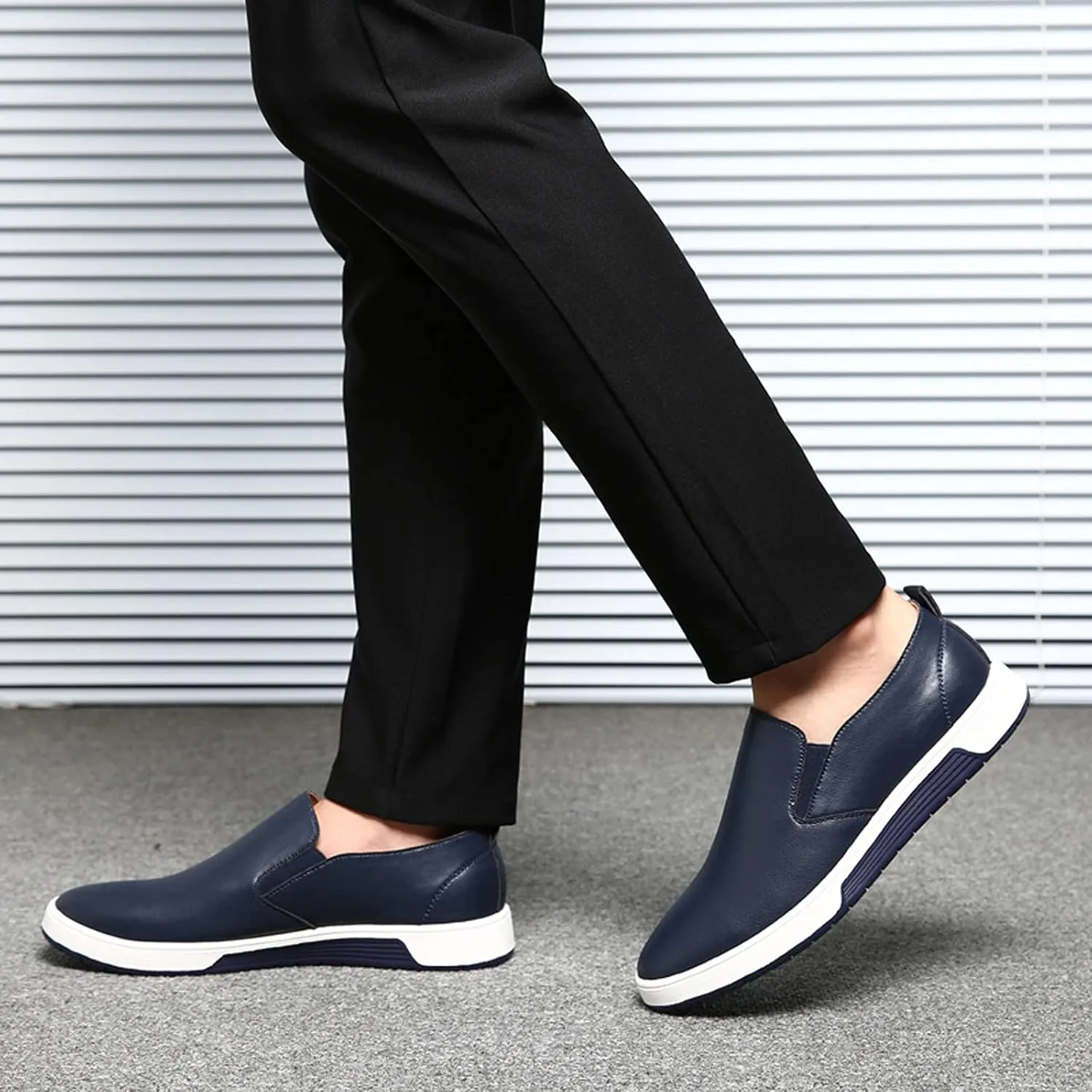 Men's Dress Shoes Wide Width Black Men's Leather Breathable Slip On Style Business Seasons Men's Business Casual Shoes
