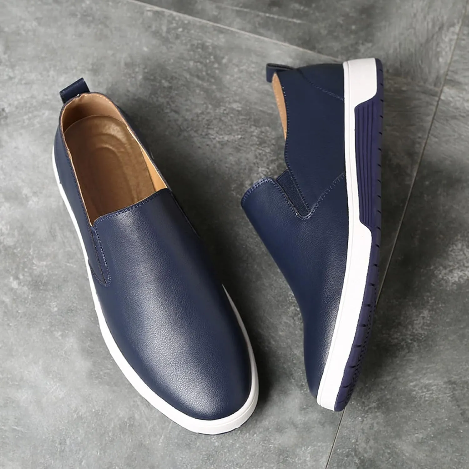 Men's Dress Shoes Wide Width Black Men's Leather Breathable Slip On Style Business Seasons Men's Business Casual Shoes