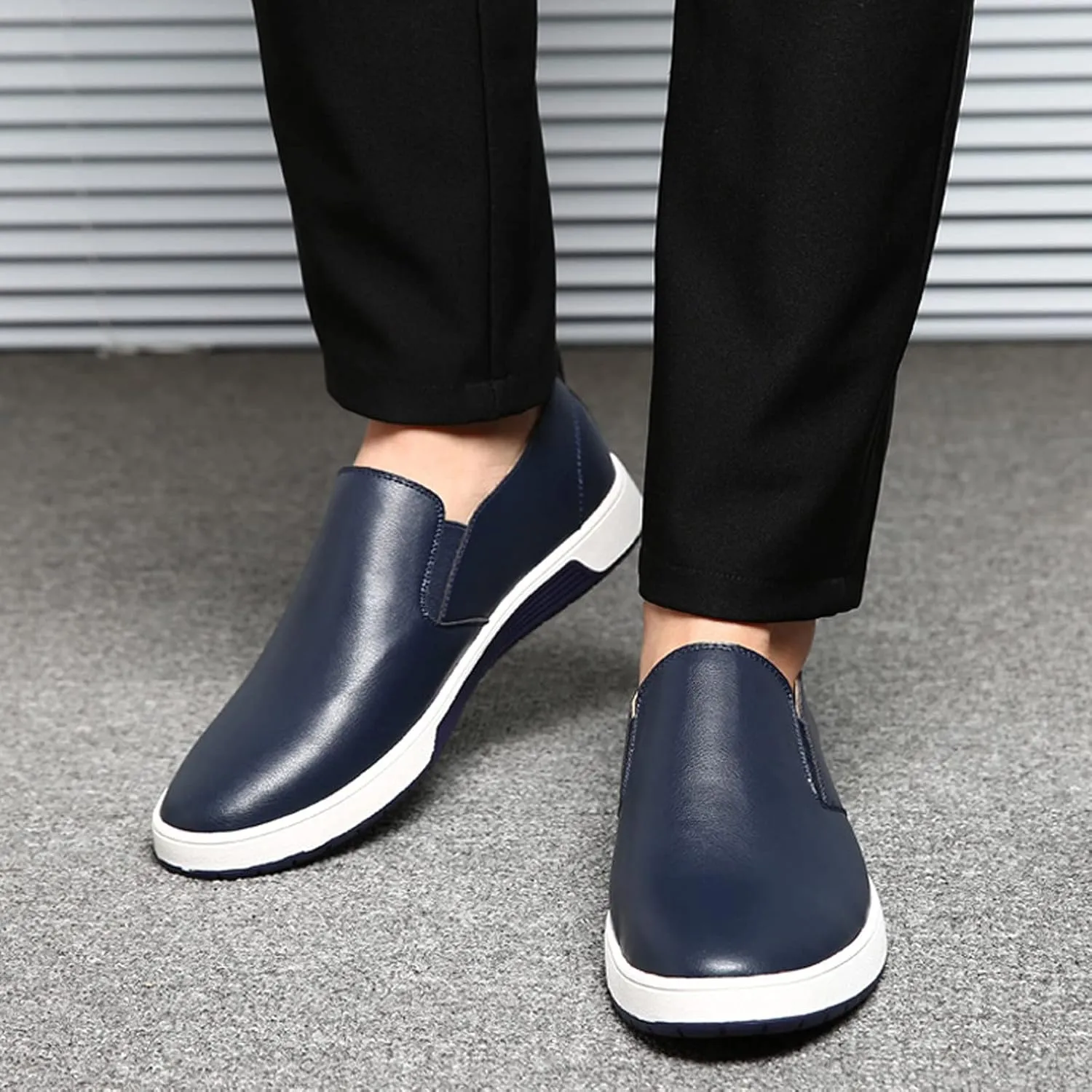 Men's Dress Shoes Wide Width Black Men's Leather Breathable Slip On Style Business Seasons Men's Business Casual Shoes