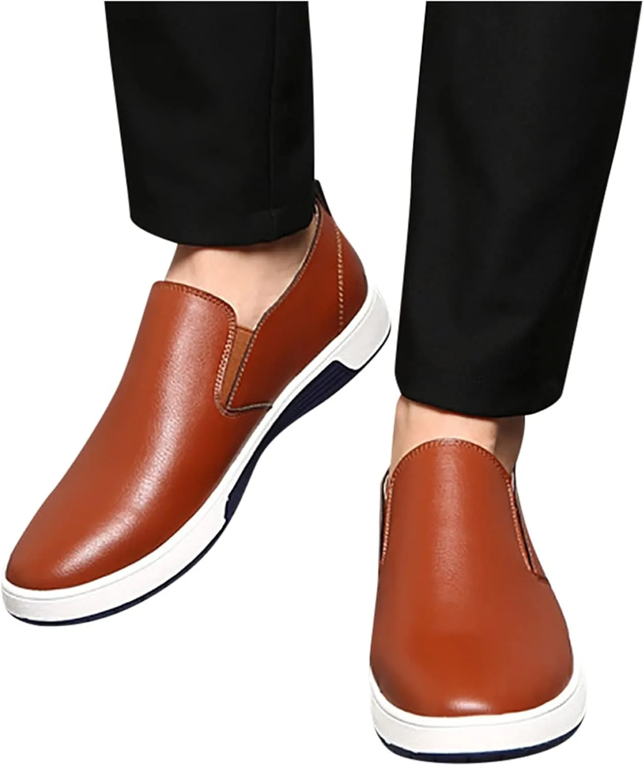 Men's Dress Shoes Wide Width Black Men's Leather Breathable Slip On Style Business Seasons Men's Business Casual Shoes