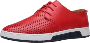 Men's Dress Shoes Wide Width Slip On Summer Style Men's Breathable Comfortable Business Lace Up Leisure Hollow Solid Leather Shoes Men's Comfortable Business Casual Shoes