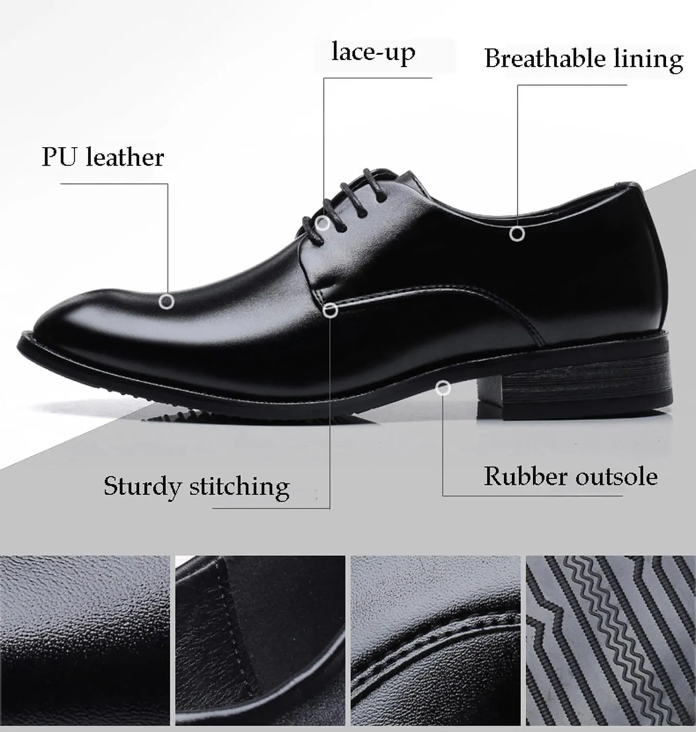 Men's Fashion Dress Shoes Lace Up Oxfords Classic Comfortable Formal Derby Business Dress Shoes for Men