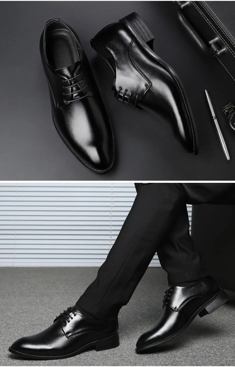 Men's Fashion Dress Shoes Lace Up Oxfords Classic Comfortable Formal Derby Business Dress Shoes for Men