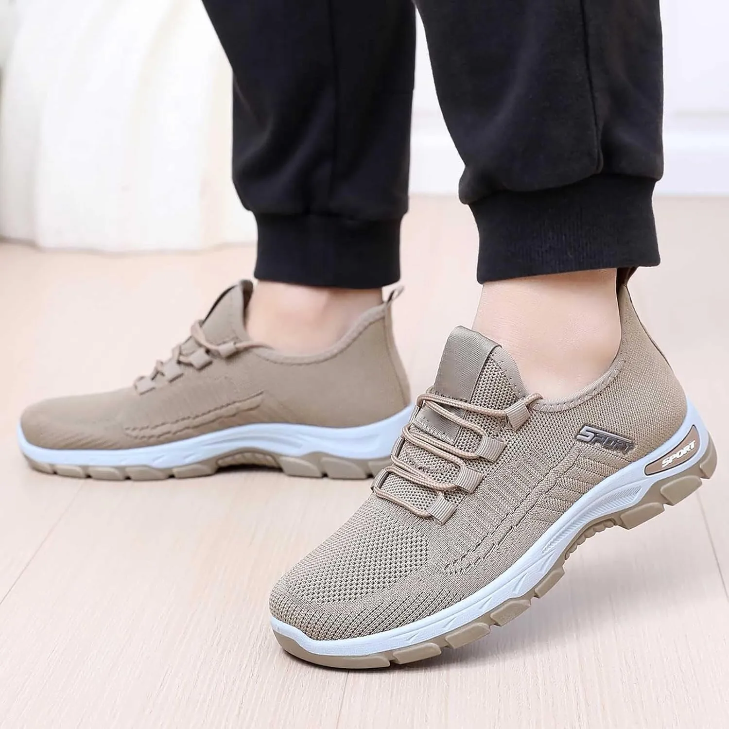 Men's Fashion Pure Color Cloth Casual Sports Shoes Breathable Non Slip Shoes Casual Sand