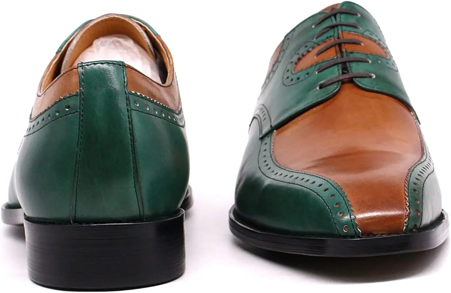 Mens Formal Dress Retro Oxfords Work Uniform Leather Lace-up Brogues Wedding Party Derbys Breathable,Brown-46