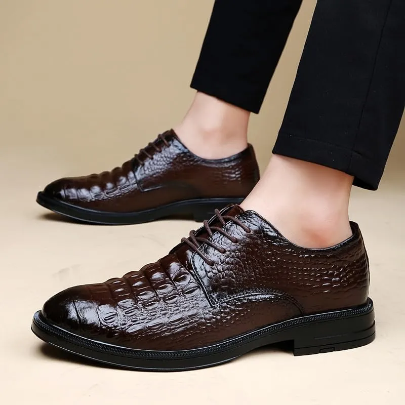 Men's Genuine Leather Dress Shoes – Classic Lace-Up Business Formal & Wedding Oxford Shoes