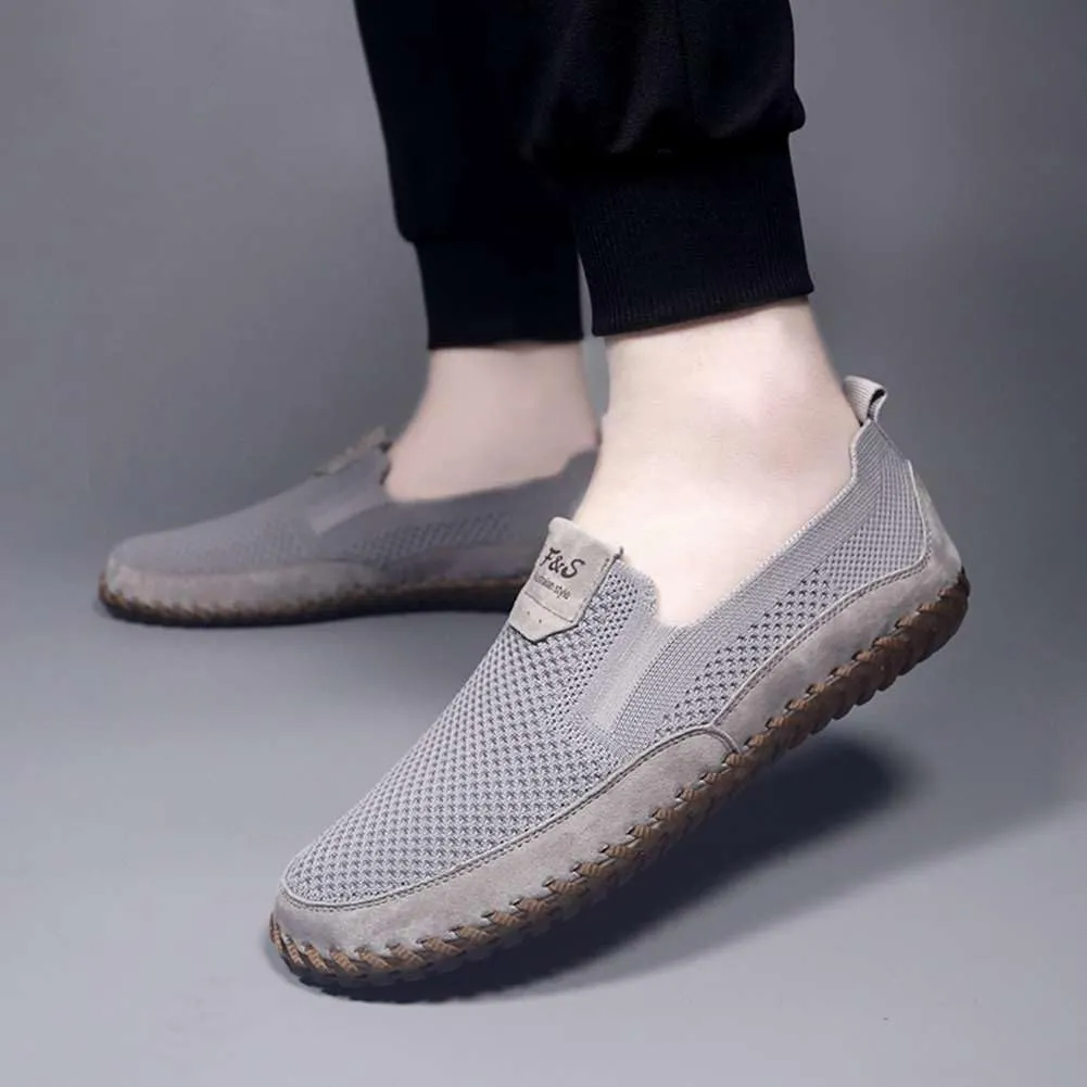 Men's Genuine Leather Loafer Shoes Slip On Soft Walking Shoes Perforated Driving Shoes