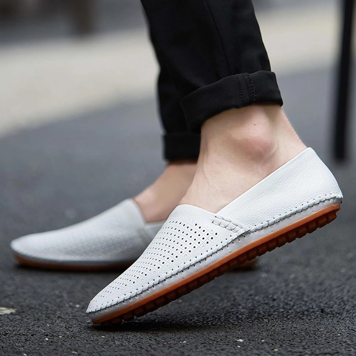 Men's Leather Loafers, Casual Flats, Lightweight Design, Hand-Stitched, Comfortable, Soft, Stylish, Suitable for Daily Travel, Driving, Going Out, Dating and Other Occasions wear All Seasons