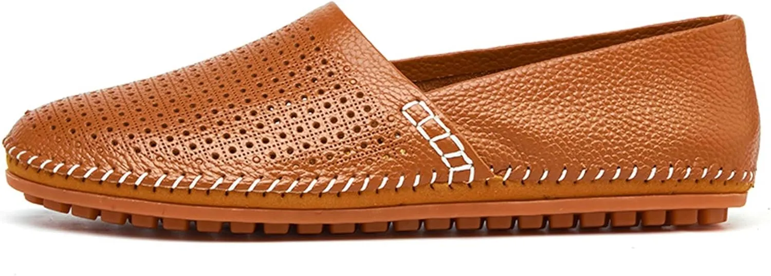 Men's Leather Loafers, Casual Flats, Lightweight Design, Hand-Stitched, Comfortable, Soft, Stylish, Suitable for Daily Travel, Driving, Going Out, Dating and Other Occasions wear All Seasons
